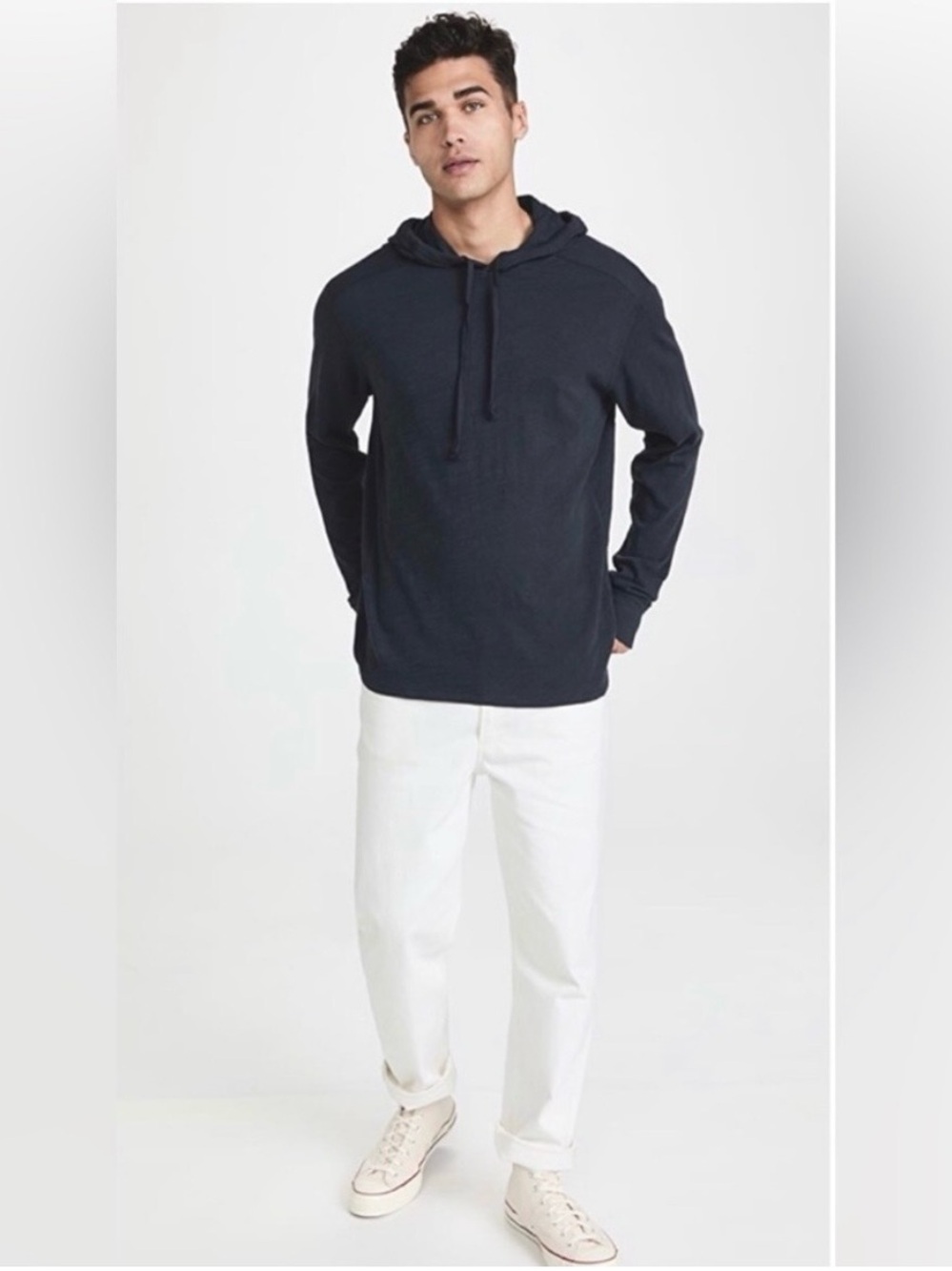 Rag & Bone Flame Cotton Hoodie Size L Black Lightweight Pull Over